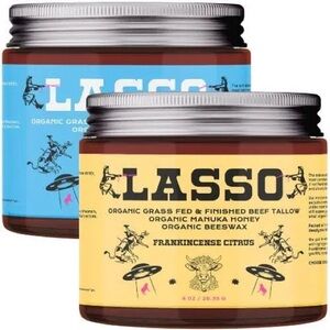 Set of Two Four-Ounce Jars of Lasso Organic Tallow & Manuka Honey Moisturizer